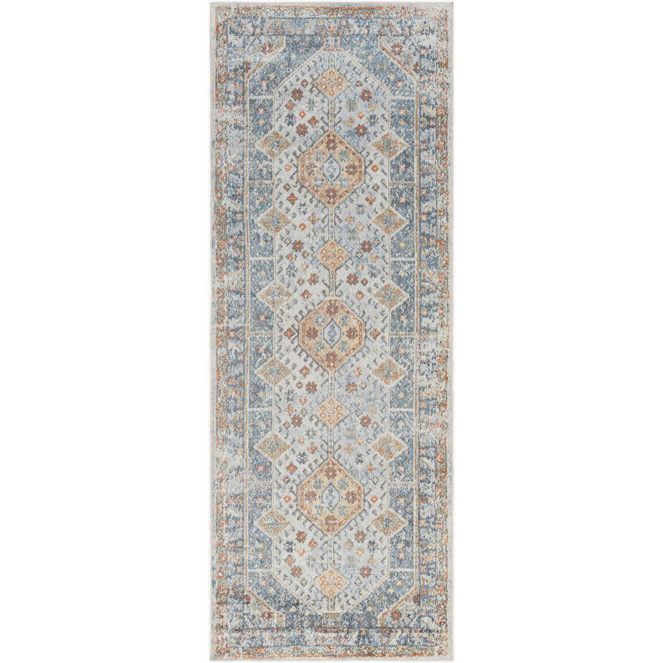 ALKA Machine Washable Traditional Boho Denim Area Rug Flat