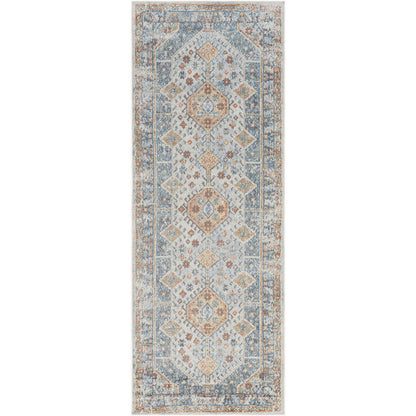 ALKA Machine Washable Traditional Boho Denim Area Rug Flat