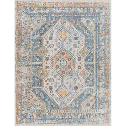 ALKA Machine Washable Traditional Boho Denim Area Rug Flat