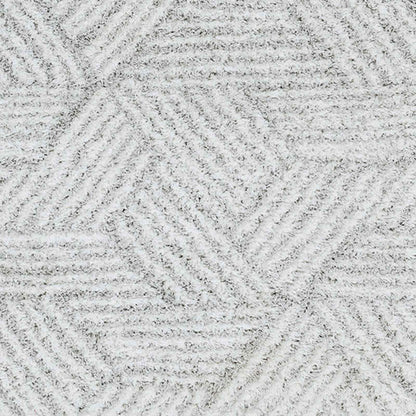 ALLIE Round Shaggy Geometric Plush Pile Light Grey Area Rug Swatch