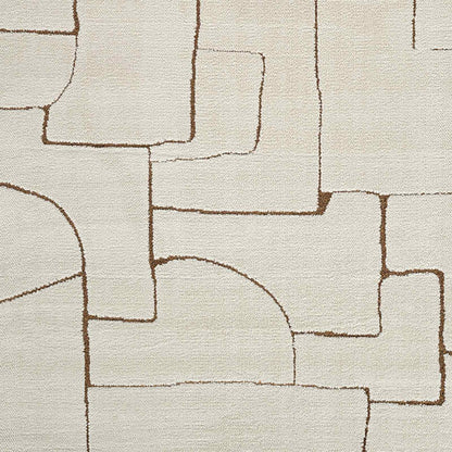 ALMA Scandi Modern High Pile Ivory/Brown Area Rug Swatch