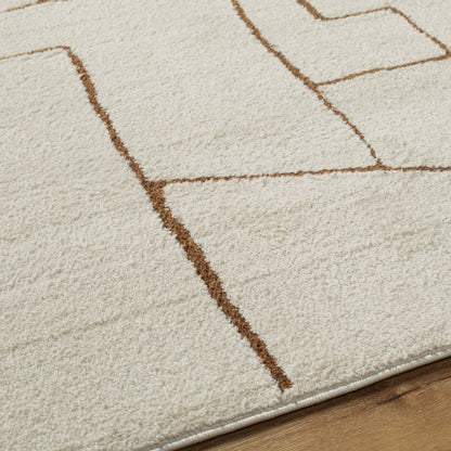 ALMA Scandi Modern High Pile Ivory/Brown Area Rug Texture