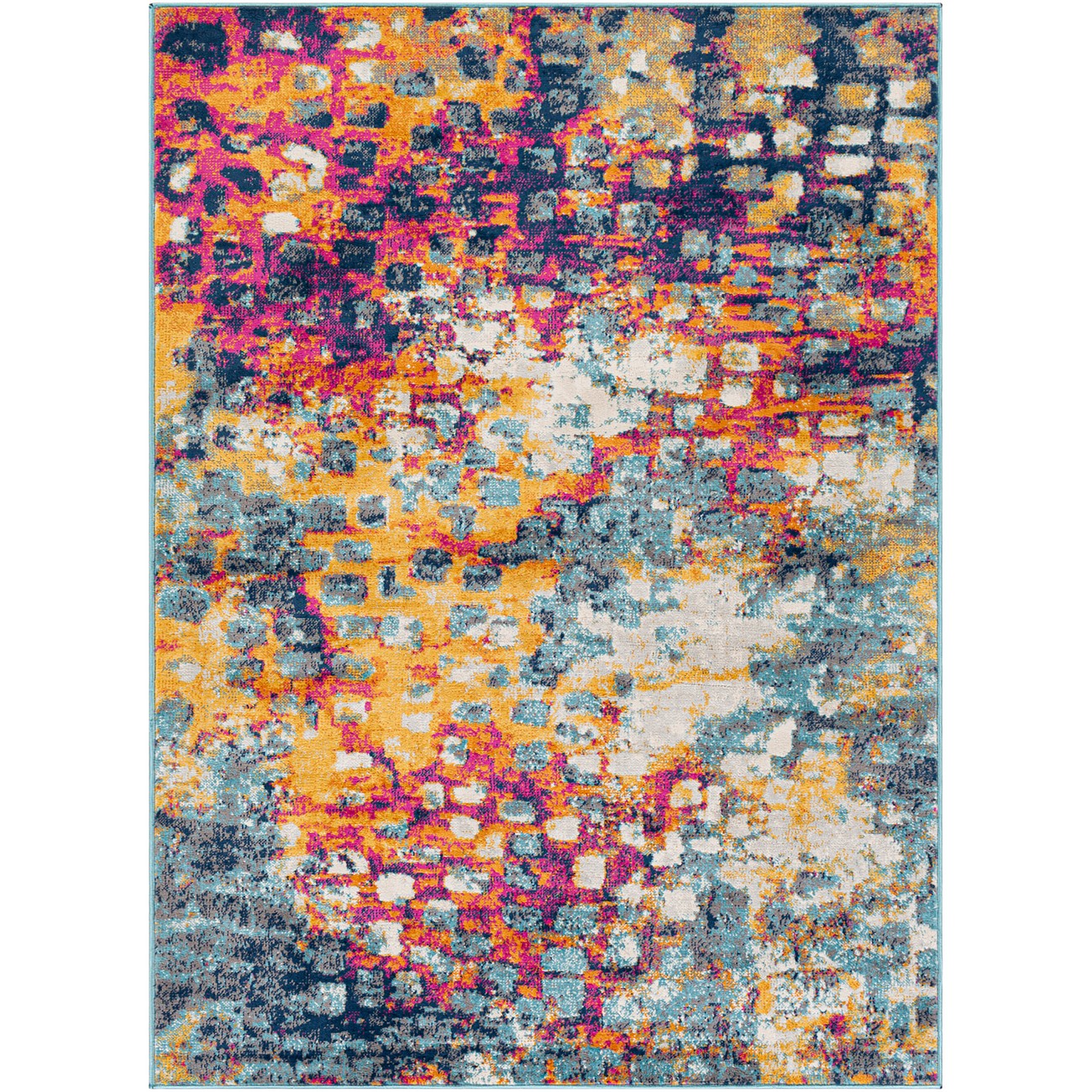 AMAYA Abstract Modern Marble Saffron Area Rug Flat