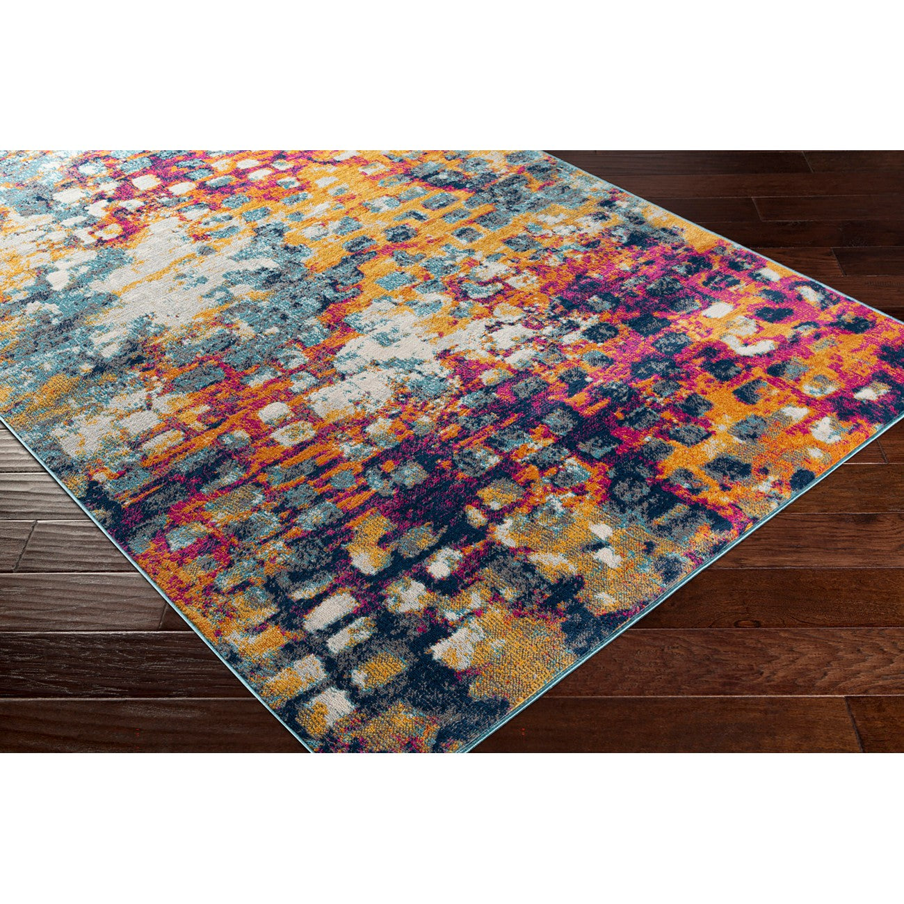 AMAYA Abstract Modern Marble Saffron Area Rug Corner