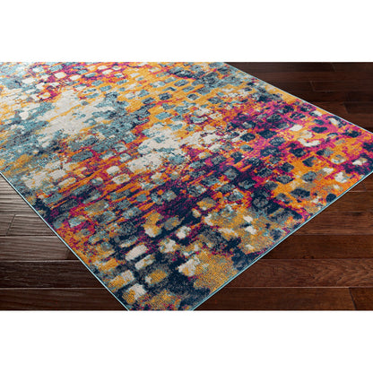AMAYA Abstract Modern Marble Saffron Area Rug Corner