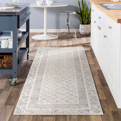 AMBRE Scandi Geometric Charcoal Light Beige Area Rug Roomscene