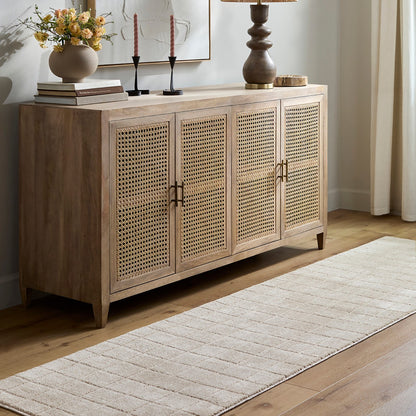 AMINA Our PNW Home x Livabliss Scandi High Pile Light Beige/Light Brown Area Rug Roomscene