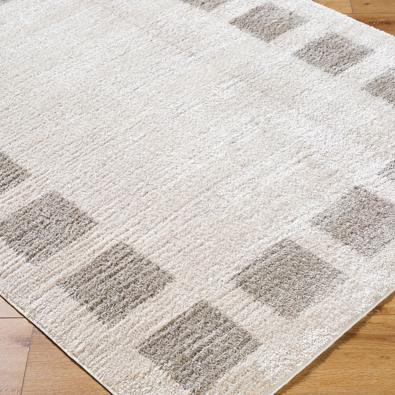 AMINE Machine Washable Modern Shaggy Medium Grey Area Rug Corner