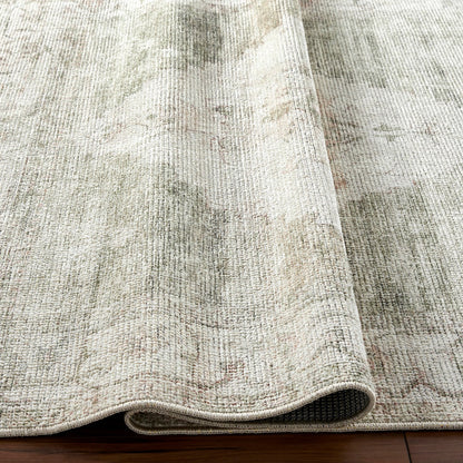ANIKA Becki Owens x Livabliss Vintage Traditional Oriental Boho Sage Green Area Rug Fold