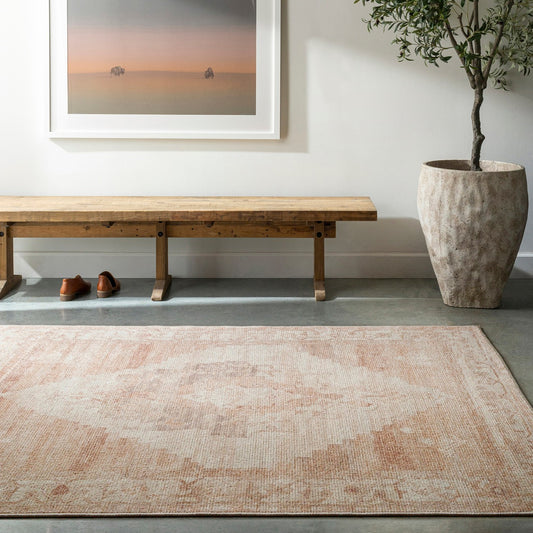 ANIKA Becki Owens x Livabliss Vintage Traditional Oriental Boho Blush/Cream Area Rug Roomscene