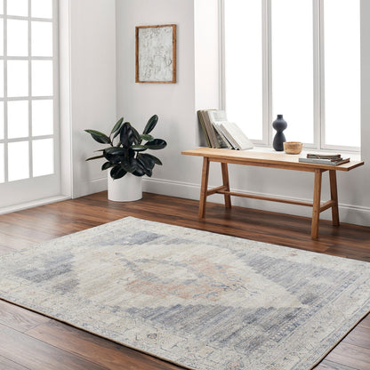 ANIKA Becki Owens x Livabliss Vintage Traditional Oriental Boho Denim/Navy Area Rug Roomscene