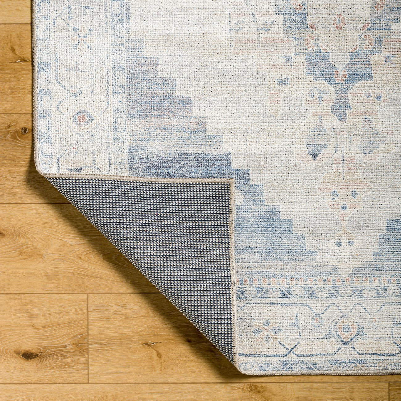 ANIKA Becki Owens x Livabliss Vintage Traditional Oriental Boho Denim/Navy Area Rug Fold