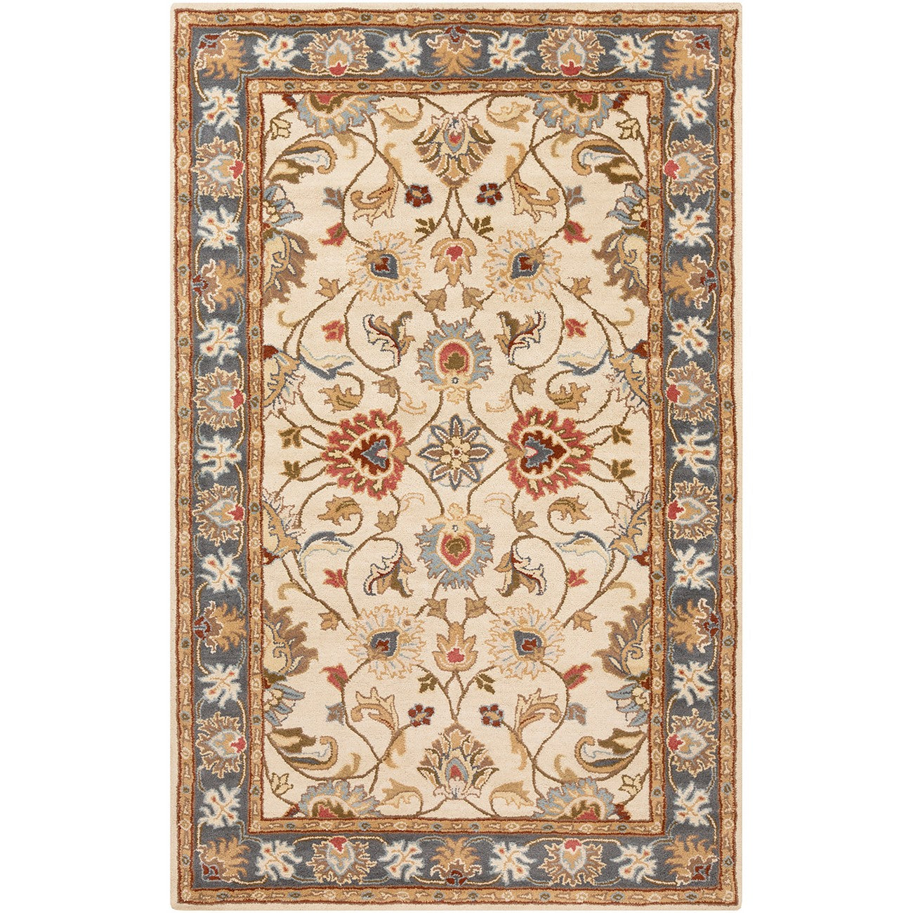 ANJALI Hand-Tufted Oriental Wool Tan Area Rug Flat