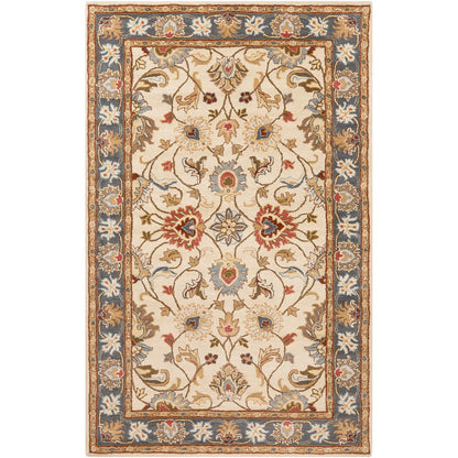 ANJALI Hand-Tufted Oriental Wool Tan Area Rug Flat