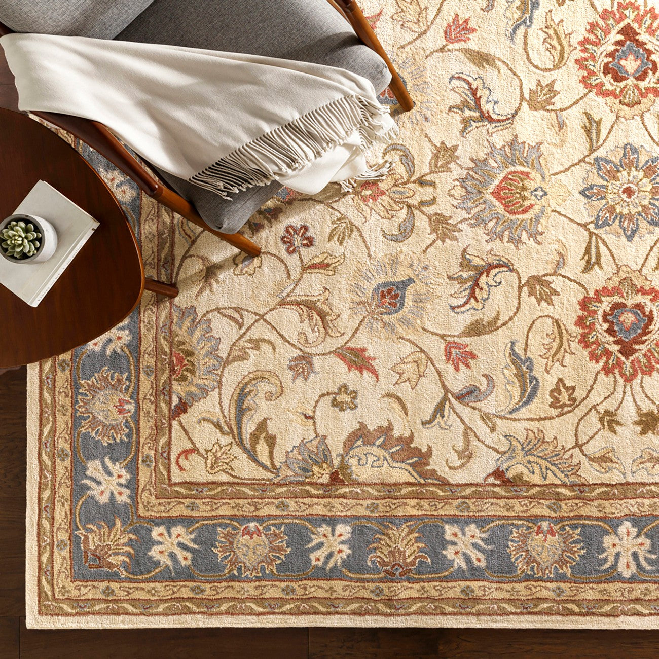 ANJALI Hand-Tufted Oriental Wool Tan Area Rug Styleshot