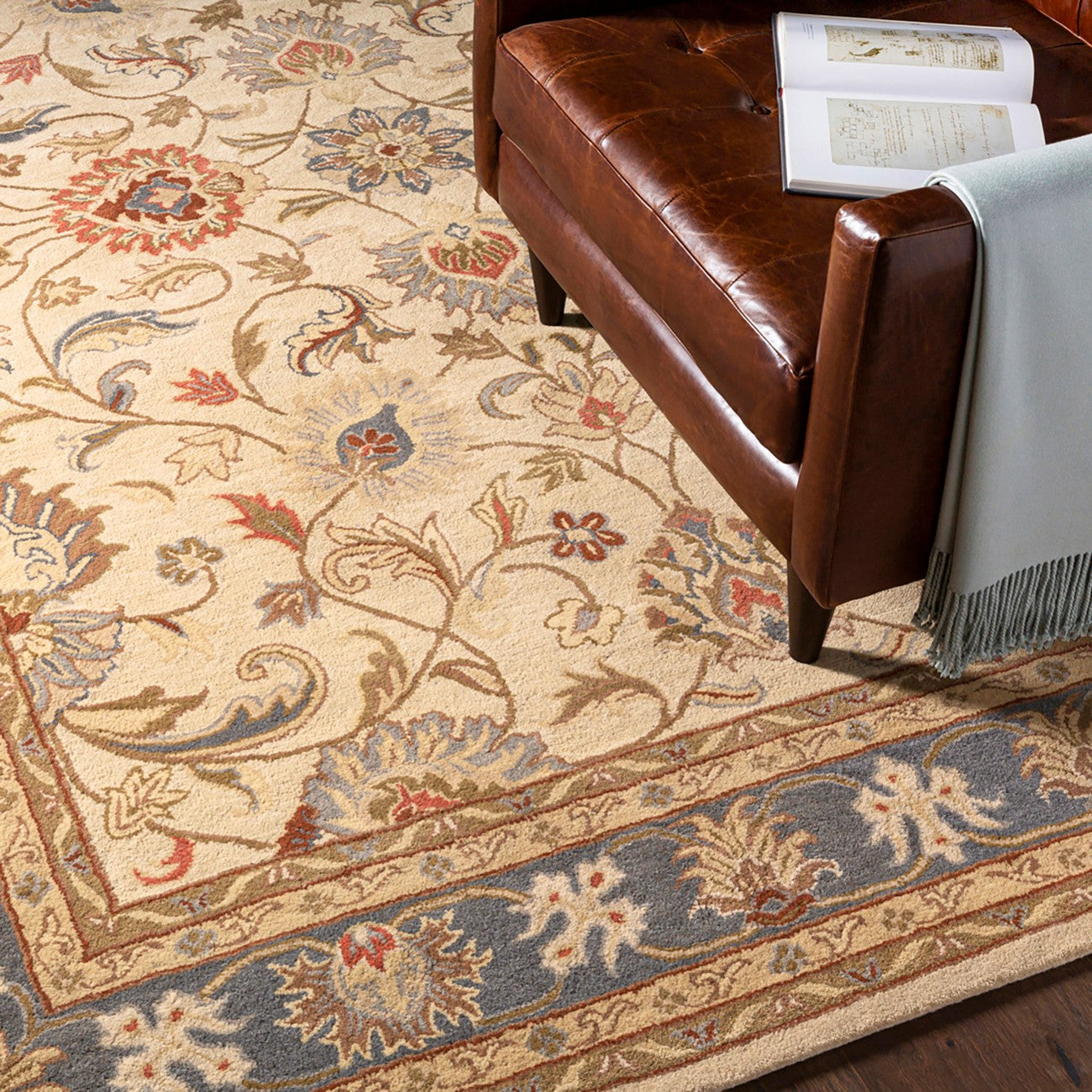 ANJALI Hand-Tufted Oriental Wool Tan Area Rug Styleshot