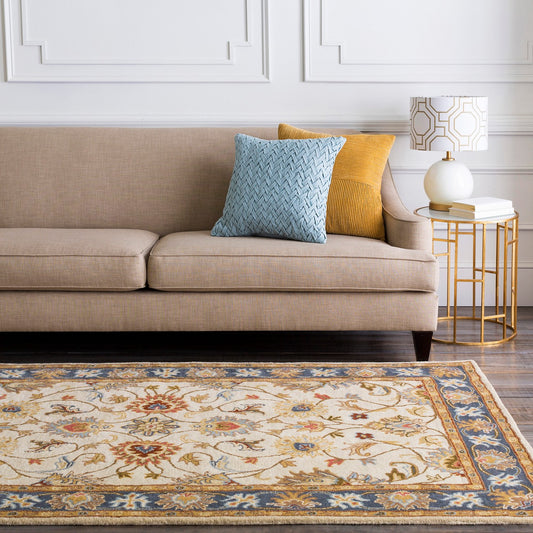 ANJALI Hand-Tufted Oriental Wool Tan Area Rug Roomscene
