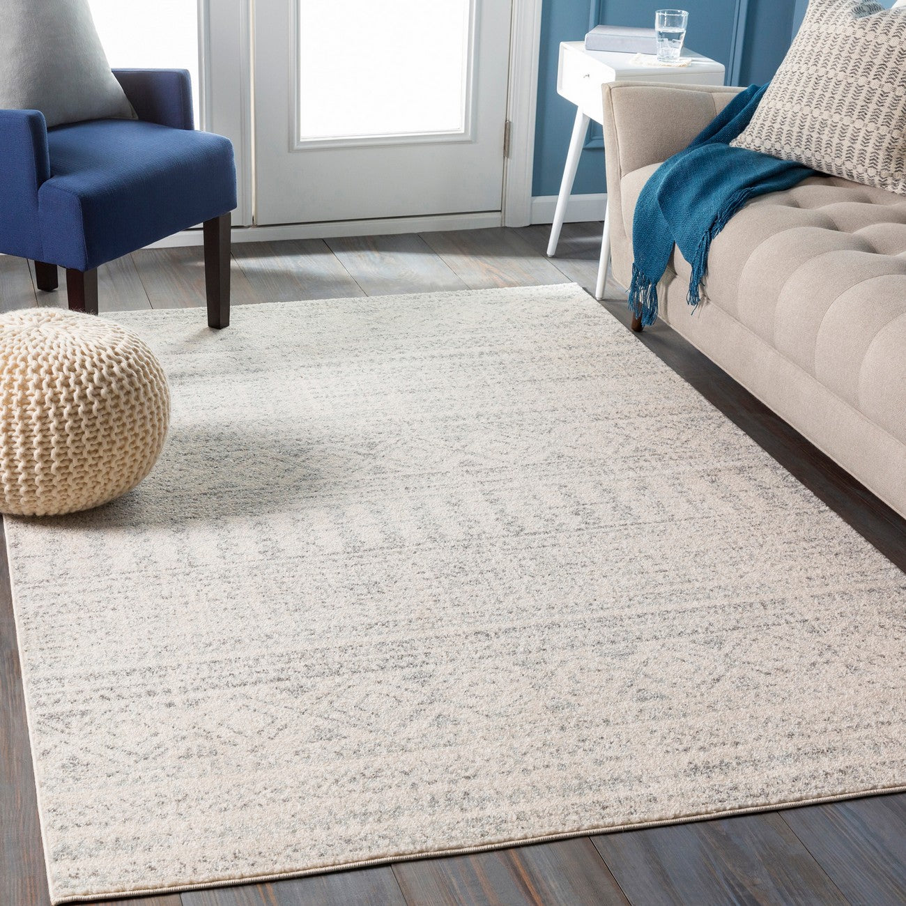 ANUSHKLA Scandi Global Light Grey Area Rug Roomscene