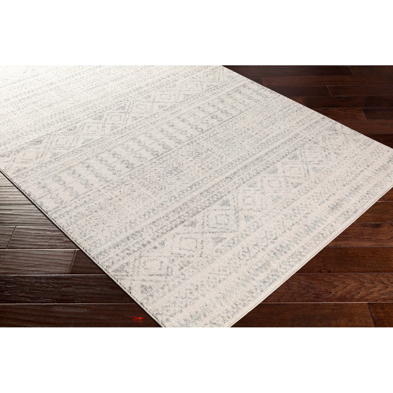 ANUSHKLA Scandi Global Light Grey Area Rug Corner