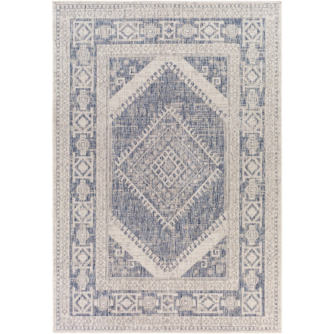 ANWARA Indoor & Outdoor Global Navy Area Rug Flat
