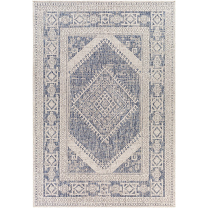 ANWARA Indoor & Outdoor Global Navy Area Rug Flat