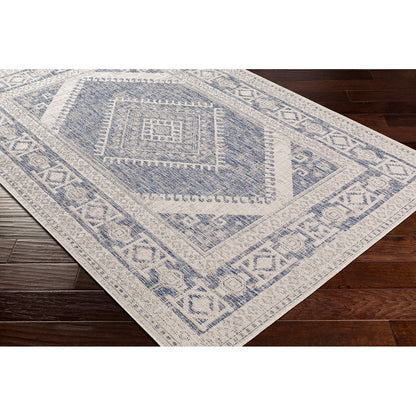 ANWARA Indoor & Outdoor Global Navy Area Rug Corner