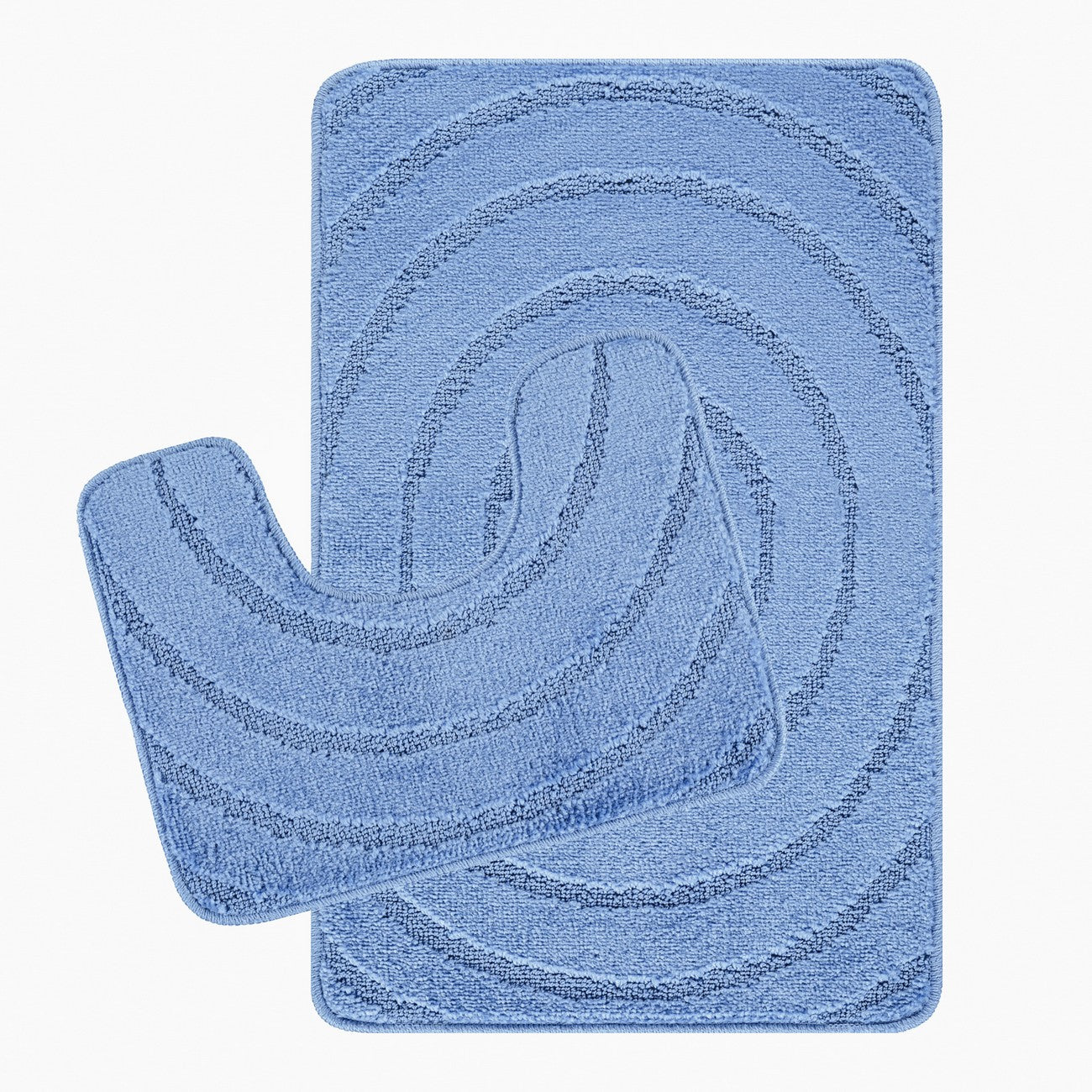 APRIL 2 Piece Machine Washable Non-Slip Blue Bathroom Rug Set Set