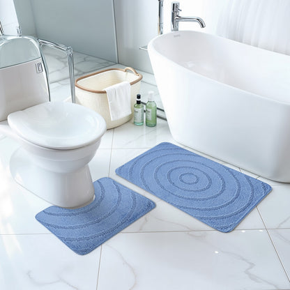 APRIL 2 Piece Machine Washable Non-Slip Blue Bathroom Rug Set Roomscene