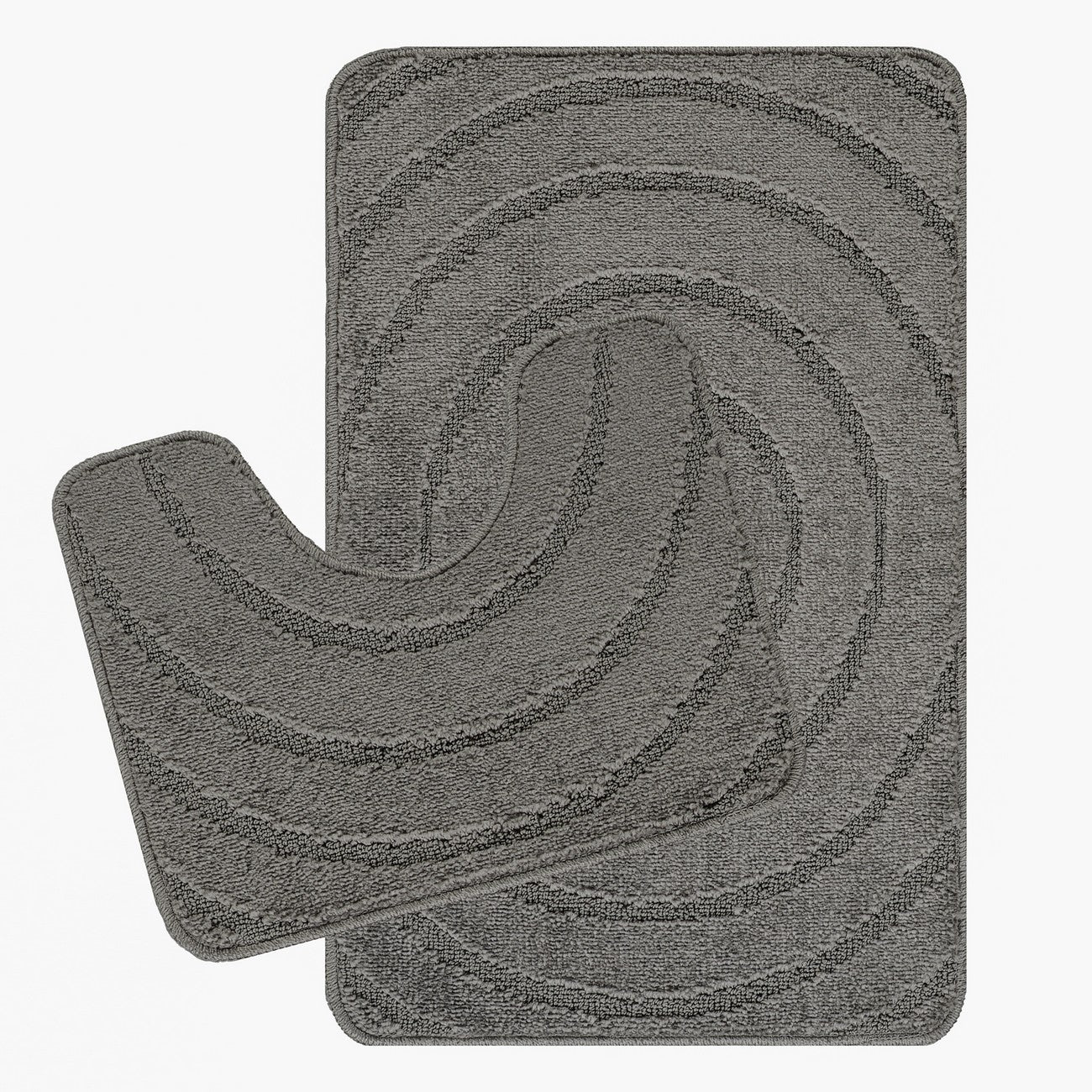 APRIL 2 Piece Machine Washable Non-Slip Dark Grey Bathroom Rug Set Set