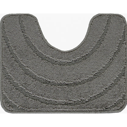 APRIL 2 Piece Machine Washable Non-Slip Dark Grey Bathroom Rug Set Pedestal