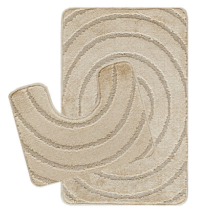 APRIL 2 Piece Machine Washable Non-Slip Light Beige Bathroom Rug Set Set