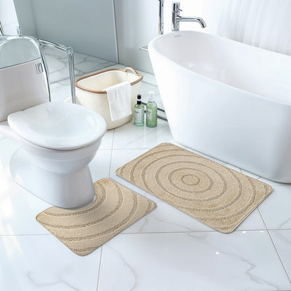 APRIL 2 Piece Machine Washable Non-Slip Light Beige Bathroom Rug Set Roomscene