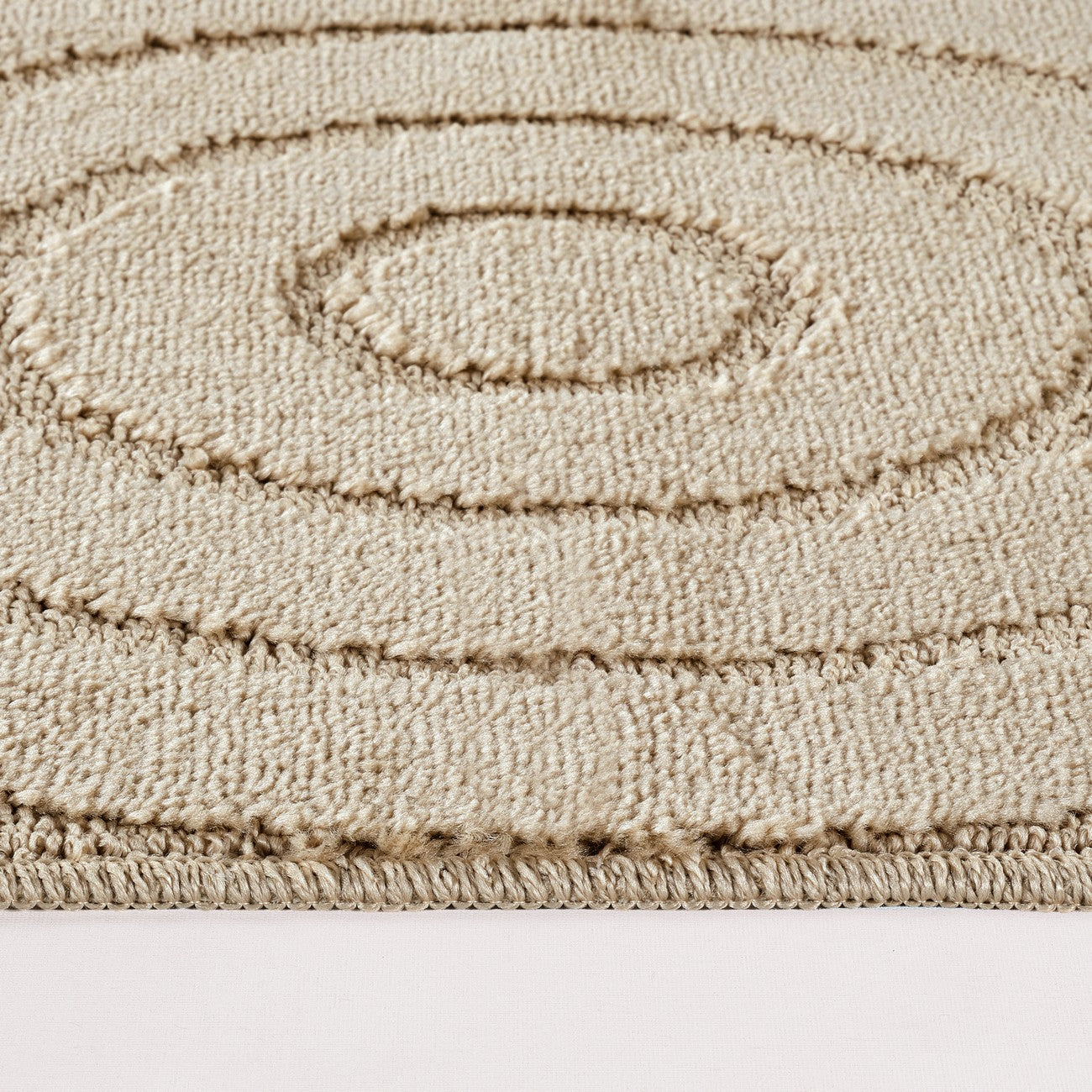 APRIL 2 Piece Machine Washable Non-Slip Light Beige Bathroom Rug Set Texture