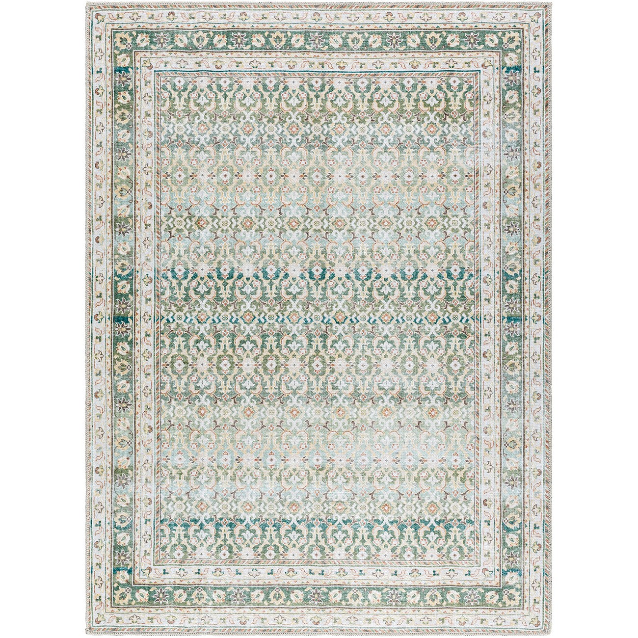 ARMITA Our PNW Home x Livabliss Machine Washable Oriental Boho Olive Area Rug Flat