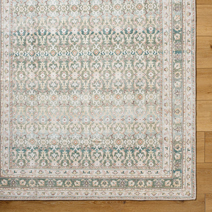 ARMITA Our PNW Home x Livabliss Machine Washable Oriental Boho Olive Area Rug Overhead