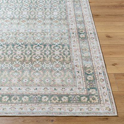 ARMITA Our PNW Home x Livabliss Machine Washable Oriental Boho Olive Area Rug Front