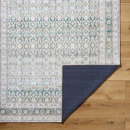 ARMITA Our PNW Home x Livabliss Machine Washable Oriental Boho Olive Area Rug Fold