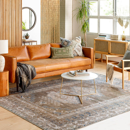 ATHENA Machine Washable Traditional Boho Brown Area Rug Roomscene