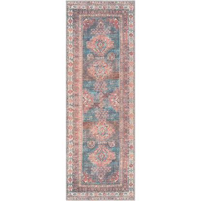 ATHENA Machine Washable Traditional Boho Coral Area Rug Flat