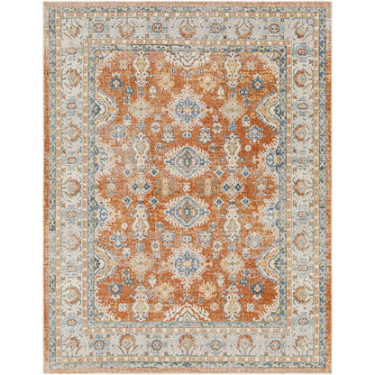 AVNI Machine Washable Traditional Boho Burnt Orange Area Rug Flat
