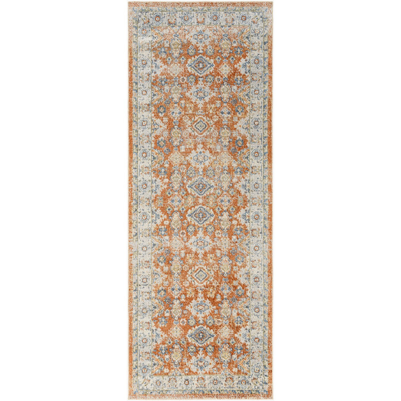 AVNI Machine Washable Traditional Boho Burnt Orange Area Rug Flat