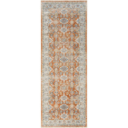 AVNI Machine Washable Traditional Boho Burnt Orange Area Rug Flat