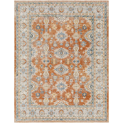 AVNI Machine Washable Traditional Boho Burnt Orange Area Rug Flat