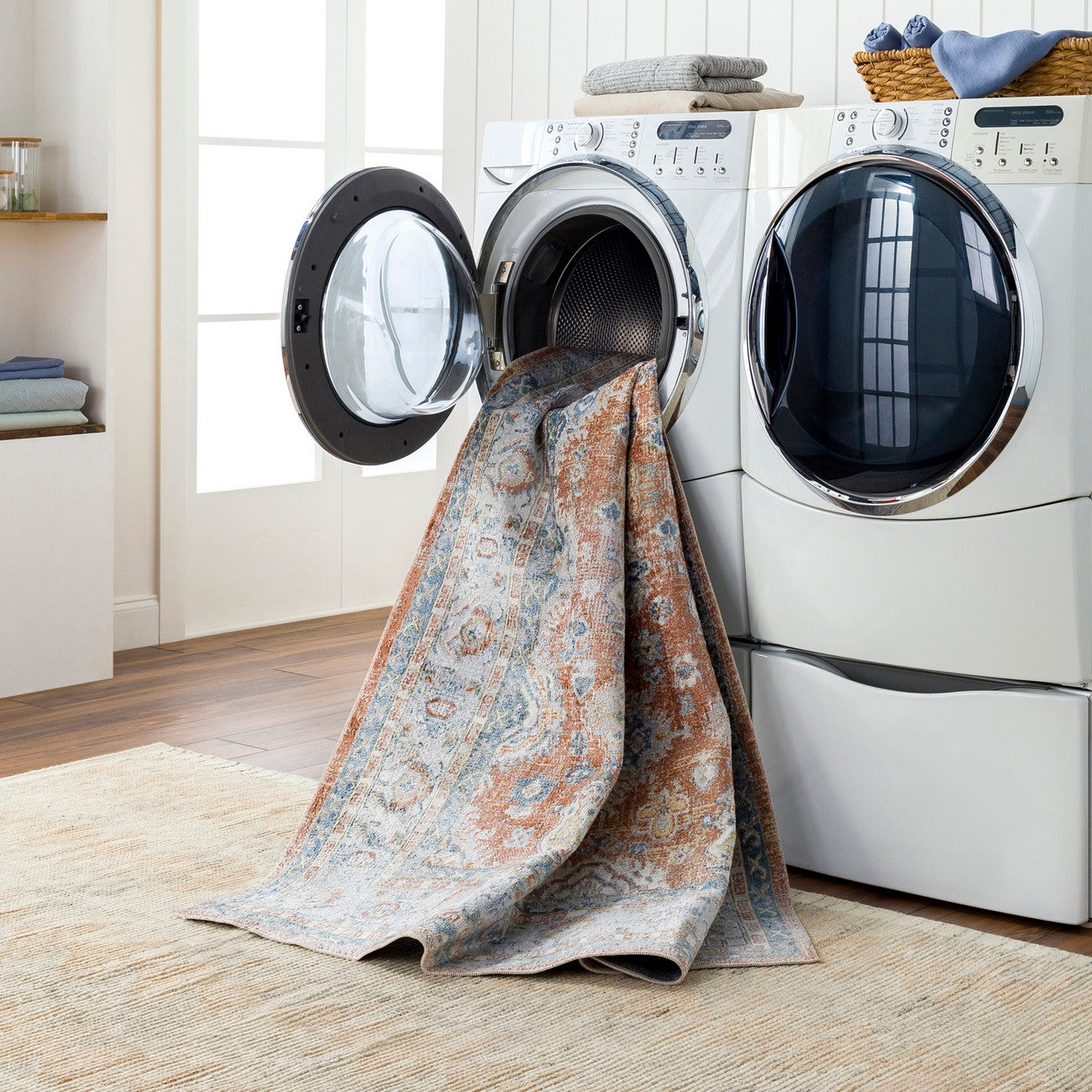 AVNI Machine Washable Traditional Boho Burnt Orange Area Rug Styleshot