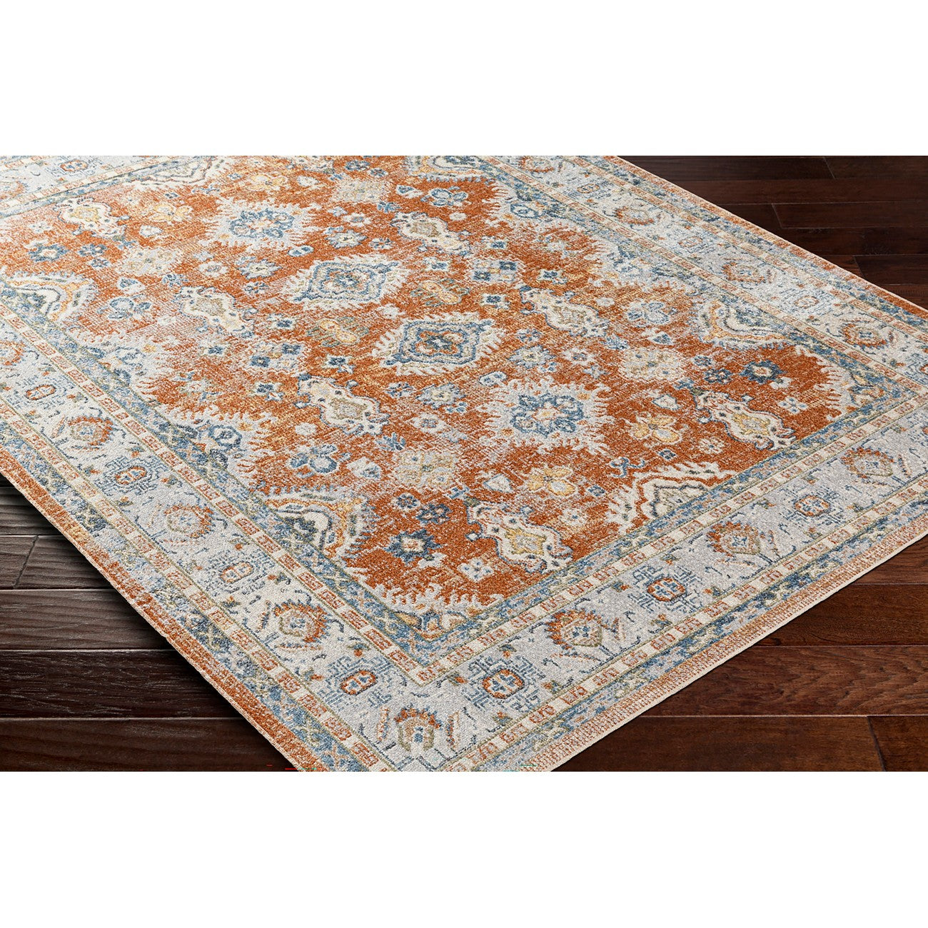 AVNI Machine Washable Traditional Boho Burnt Orange Area Rug Corner