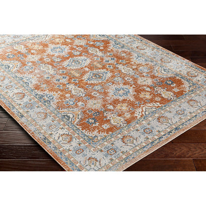 AVNI Machine Washable Traditional Boho Burnt Orange Area Rug Corner
