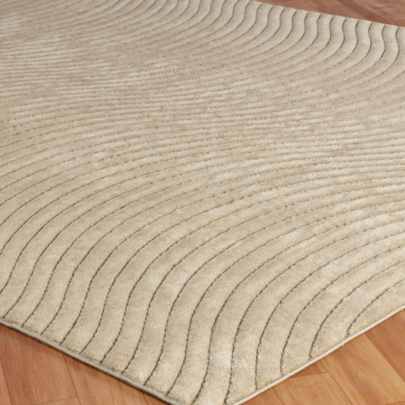 AYUMI Indoor & Outdoor Scandi Modern Beige Area Rug Corner