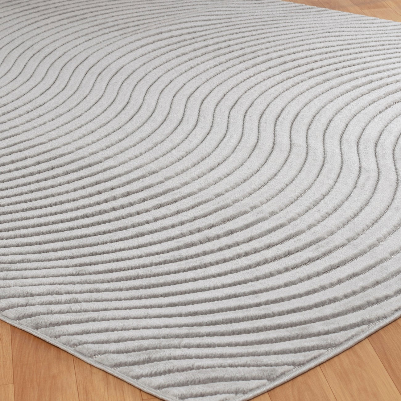 AYUMI Indoor & Outdoor Scandi Modern Grey Area Rug Corner