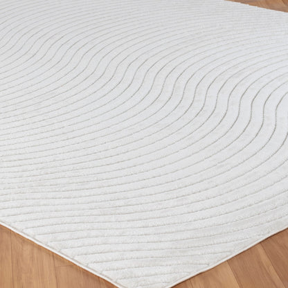 AYUMI Indoor & Outdoor Scandi Modern White Area Rug Corner