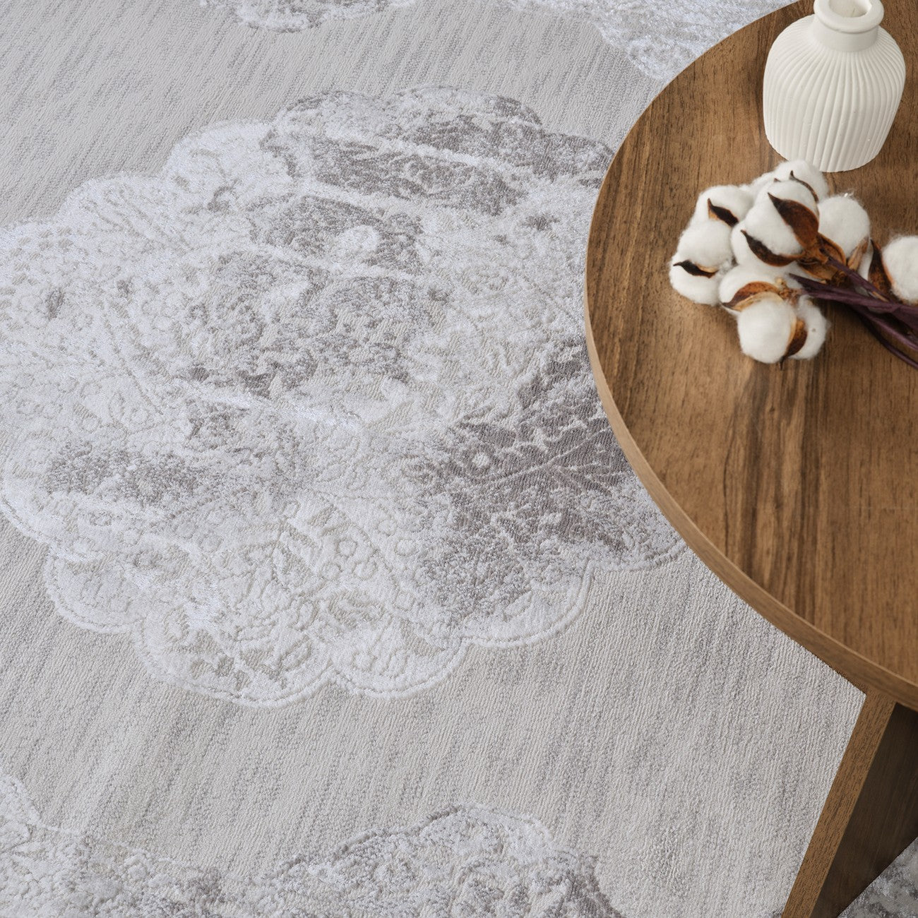 AZRA Vintage Traditional Oriental Boho White/Grey Area Rug Styleshot